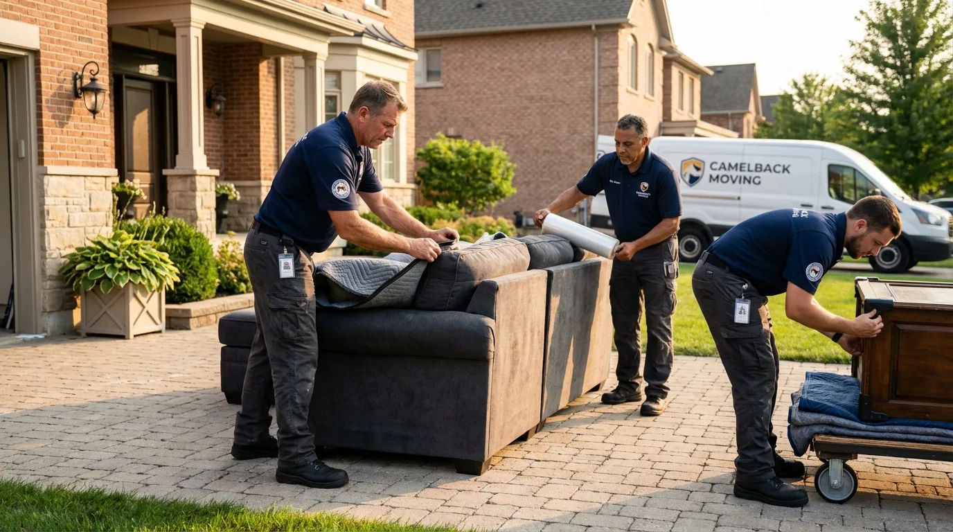 Large estate moving crew wrapping furniture in Annville, KY