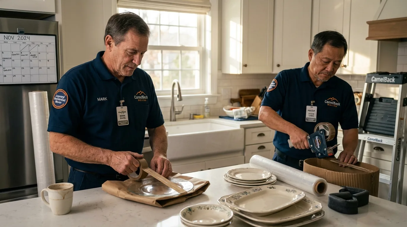 Professional crew packing kitchen dishware in Annville, KY